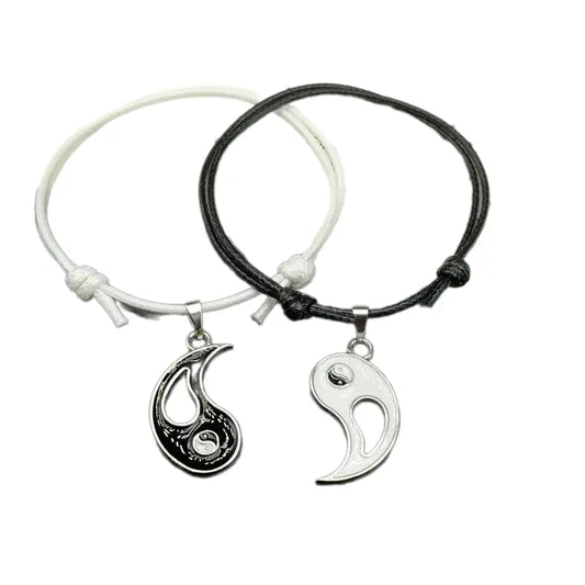 Bracelets Yin-Yang (x2): Union Spirituelle (Corde Tressée)