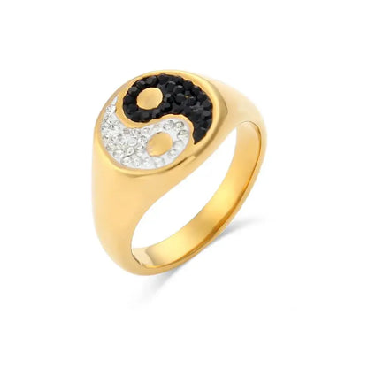 Bague Yin-Yang: Épanouissement Équilibré (Acier) - 52