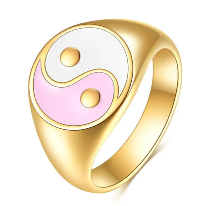 Bague Yin-Yang: Équilibre Divin (Acier Inoxydable) - Or