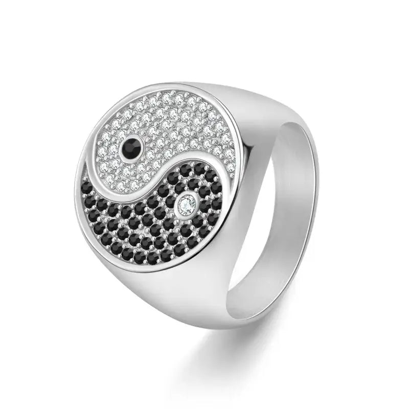 Bague Yin-Yang: Équilibre et Harmonie (Acier) - Argent / 55