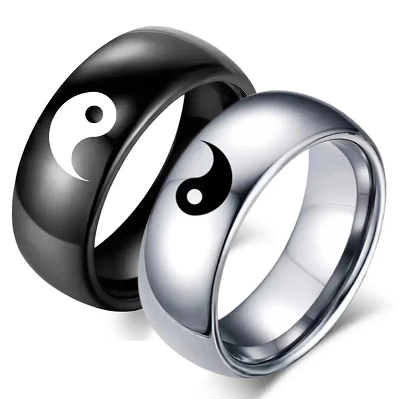 Bague Yin-Yang: Équilibre Minimaliste (Acier Inoxydable)