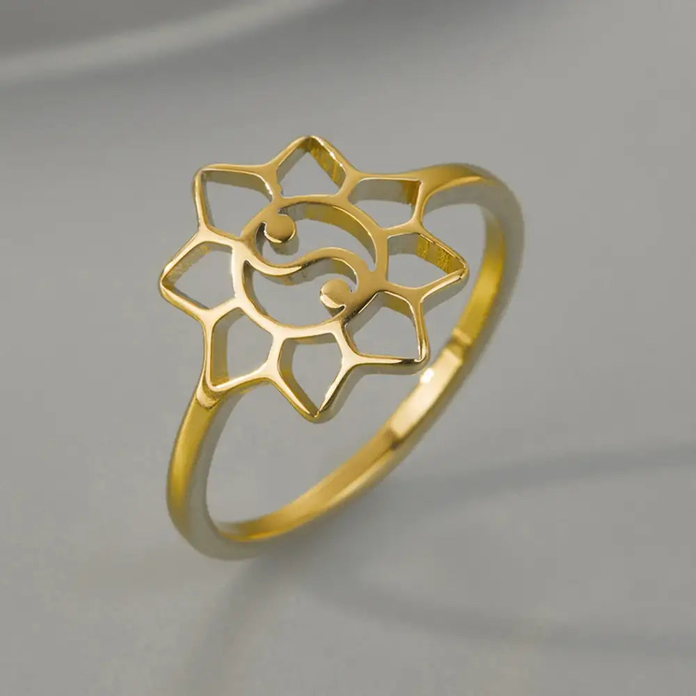 Bague Yin-Yang: Fleur de Lotus Spirituelle (Acier