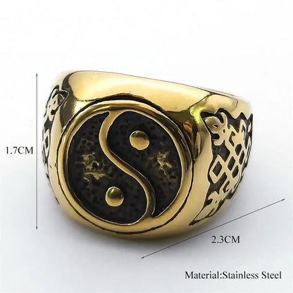 Bague Yin-Yang: Force Ancestrale (Acier Inoxydable)