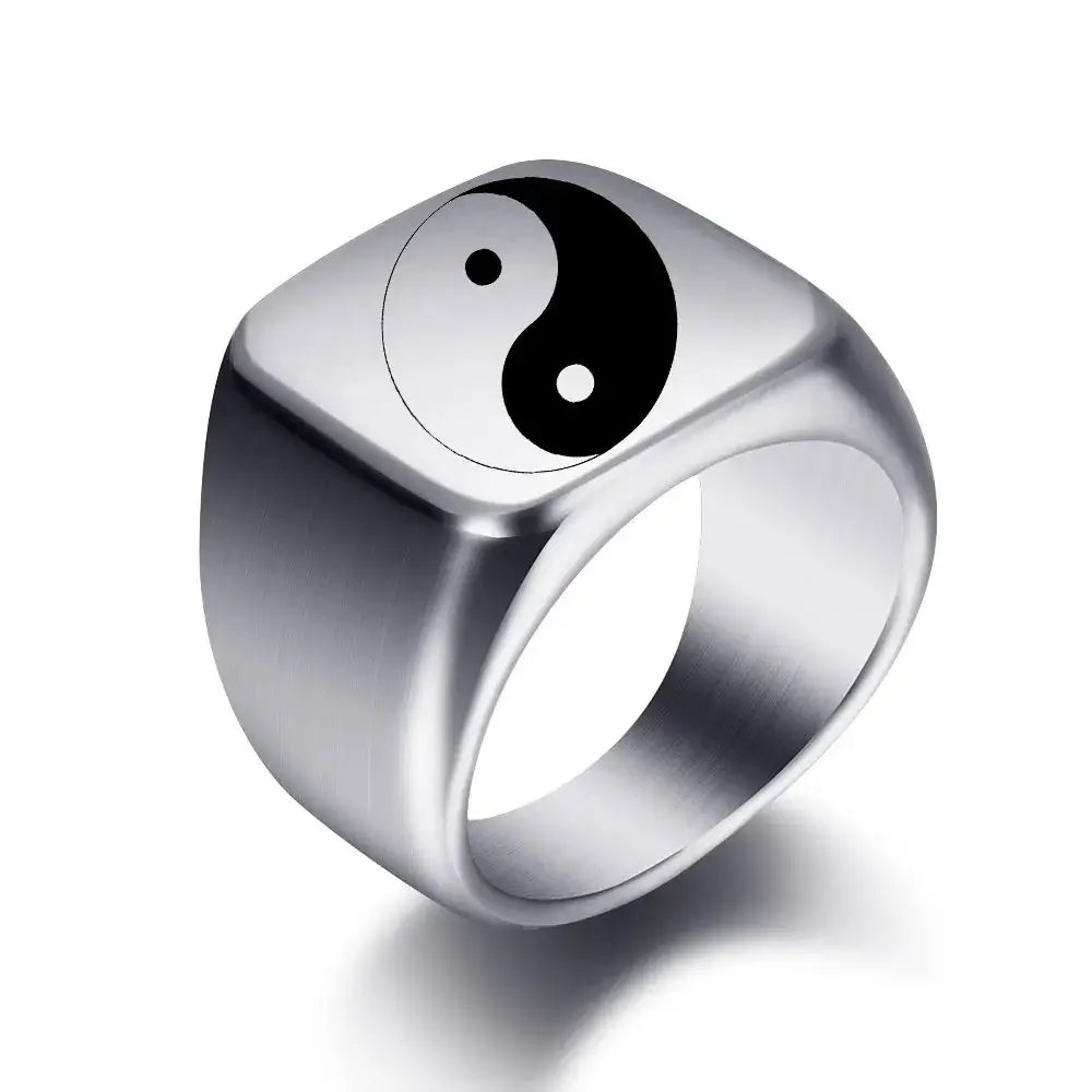 Bague Yin-Yang: Force Équilibrée (Acier Inoxydable)