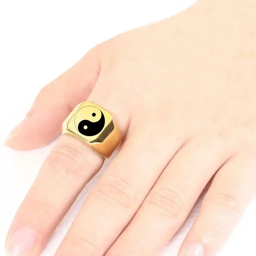 Bague Yin-Yang: Force Équilibrée (Acier Inoxydable)