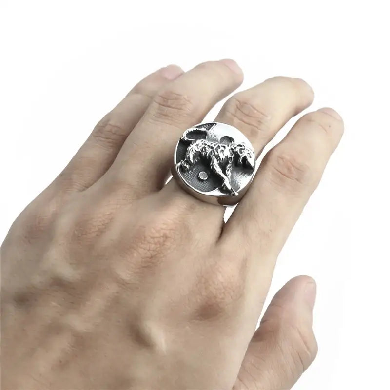 Bague Yin-Yang: Force du Tigre (Acier Inoxydable)