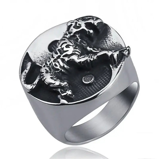 Bague Yin-Yang: Force du Tigre (Acier Inoxydable) - 8