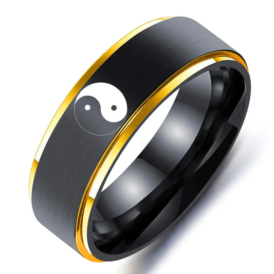 Bague Yin-Yang: Harmonie Chromatique (Acier Inoxydable)