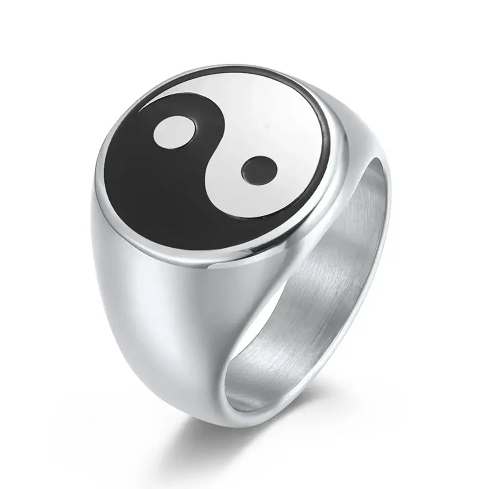 Bague Yin-Yang: Harmonie Spirituelle (Acier Inoxydable)