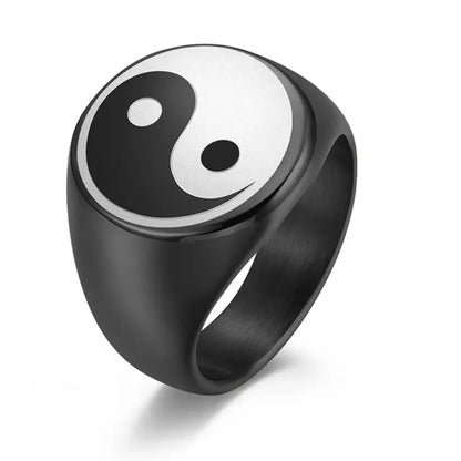 Bague Yin-Yang: Harmonie Spirituelle (Acier Inoxydable)