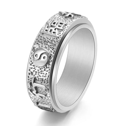 Bague Yin-Yang: Mantra Sacré (Titane) - Argent / 7