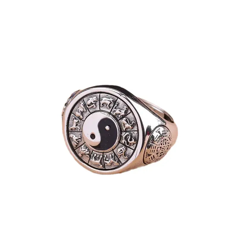 Bague Yin-Yang: Mystère du Taiji Bagua (Acier) - Argent