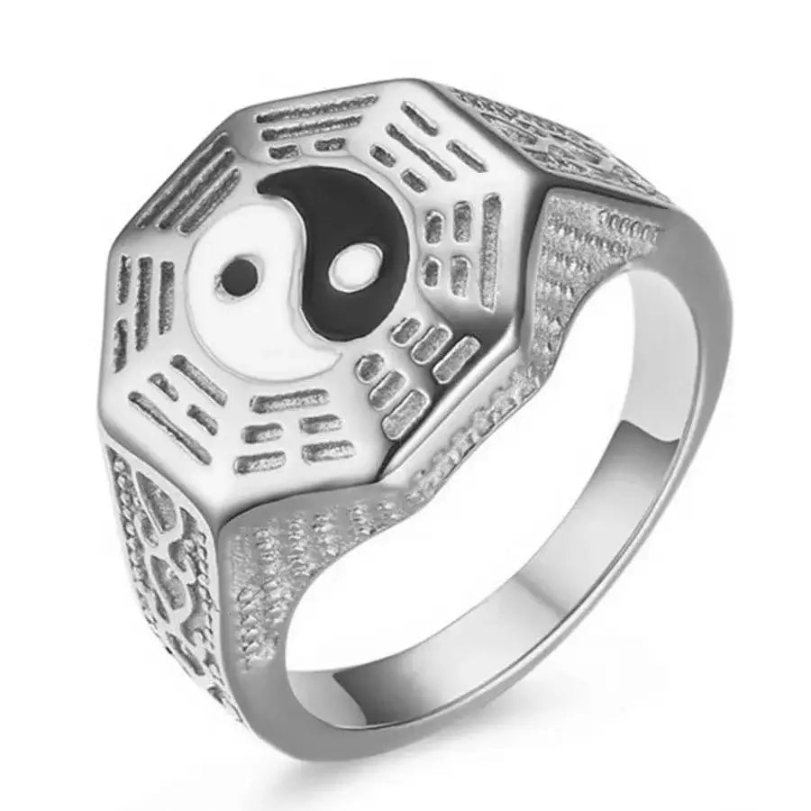 Bague Yin-Yang: Mystère Taoïste (Acier) - Argent