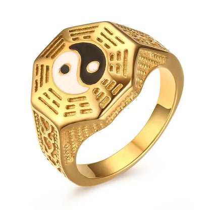 Bague Yin-Yang: Mystère Taoïste (Acier) - Or