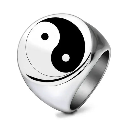 Bague Yin-Yang: Sceau Énergétique (Acier Inoxydable)