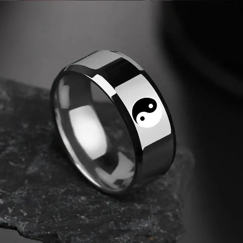 Bague Yin-Yang: Symbole Universel (Acier Inoxydable)