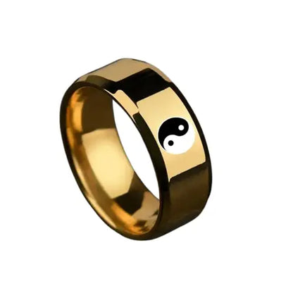 Bague Yin-Yang: Symbole Universel (Acier Inoxydable) - Or