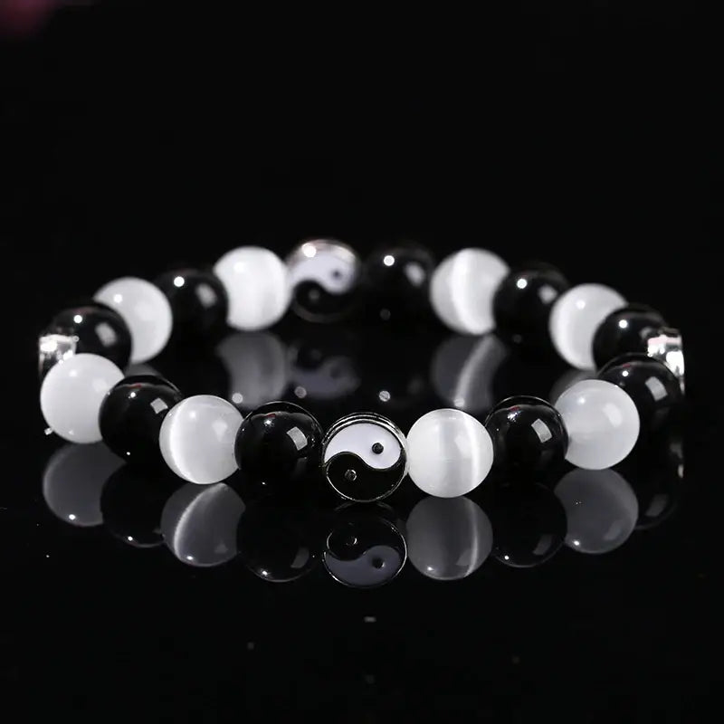 Bracelet Yin-Yang: Énergie Tai Chi (Pierres Naturelles)