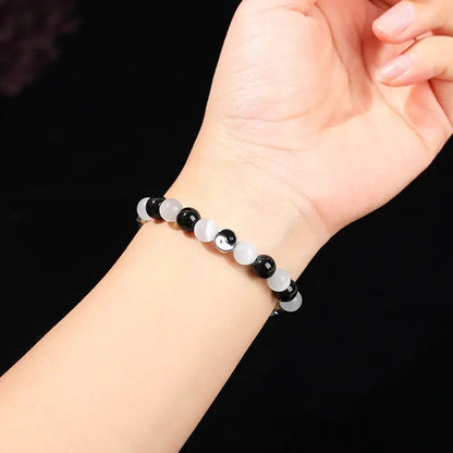 Bracelet Yin-Yang: Énergie Tai Chi (Pierres Naturelles)