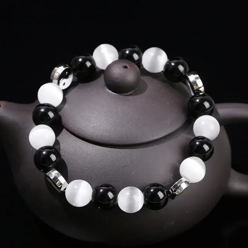 Bracelet Yin-Yang: Énergie Tai Chi (Pierres Naturelles)