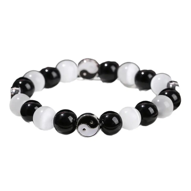 Bracelet Yin-Yang: Énergie Tai Chi (Pierres Naturelles)