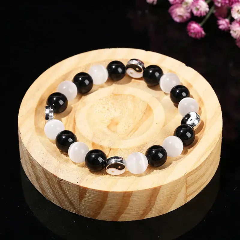 Bracelet Yin-Yang: Énergie Tai Chi (Pierres Naturelles)