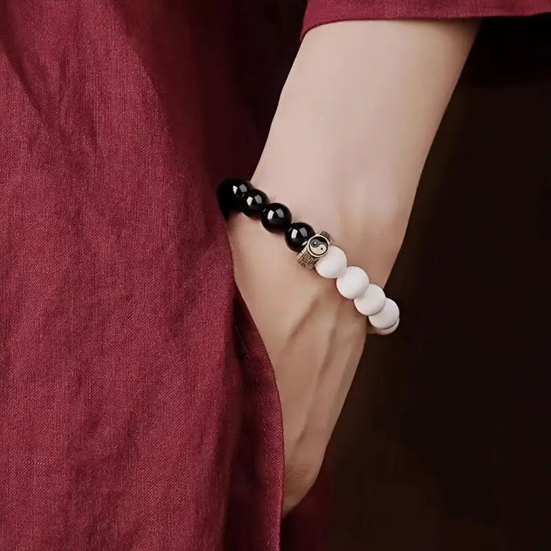 Bracelet Yin-Yang: Équilibre Éternel (Pierres Naturelles)