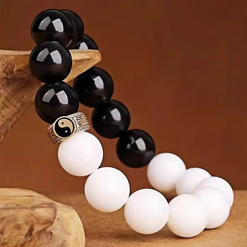 Bracelet Yin-Yang: Équilibre Éternel (Pierres Naturelles)