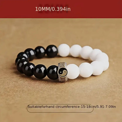 Bracelet Yin-Yang: Équilibre Éternel (Pierres Naturelles)