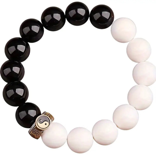 Bracelet Yin-Yang: Équilibre Éternel (Pierres Naturelles)