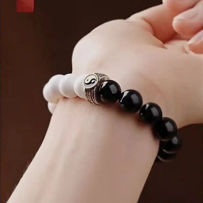 Bracelet Yin-Yang: Équilibre Éternel (Pierres Naturelles)