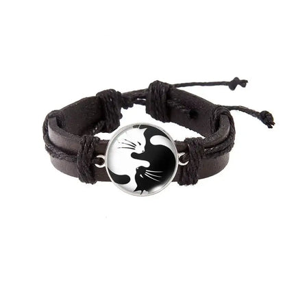 Bracelet Yin-Yang: Équilibre Universel (Cuir) - Amour Félin