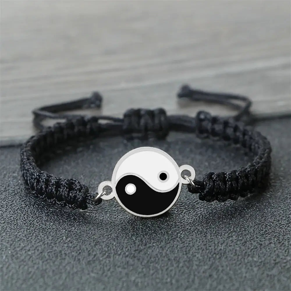 Bracelet Yin-Yang: Harmonie des Couleurs (Corde Tressée)