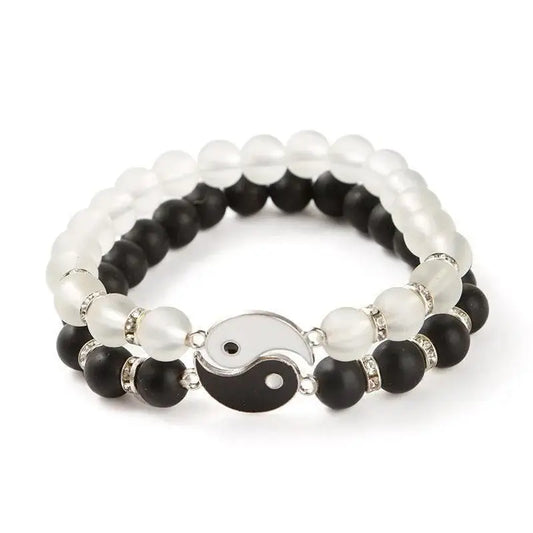 Bracelet Yin-Yang: Harmonie du Verre (Pierres Naturelles)