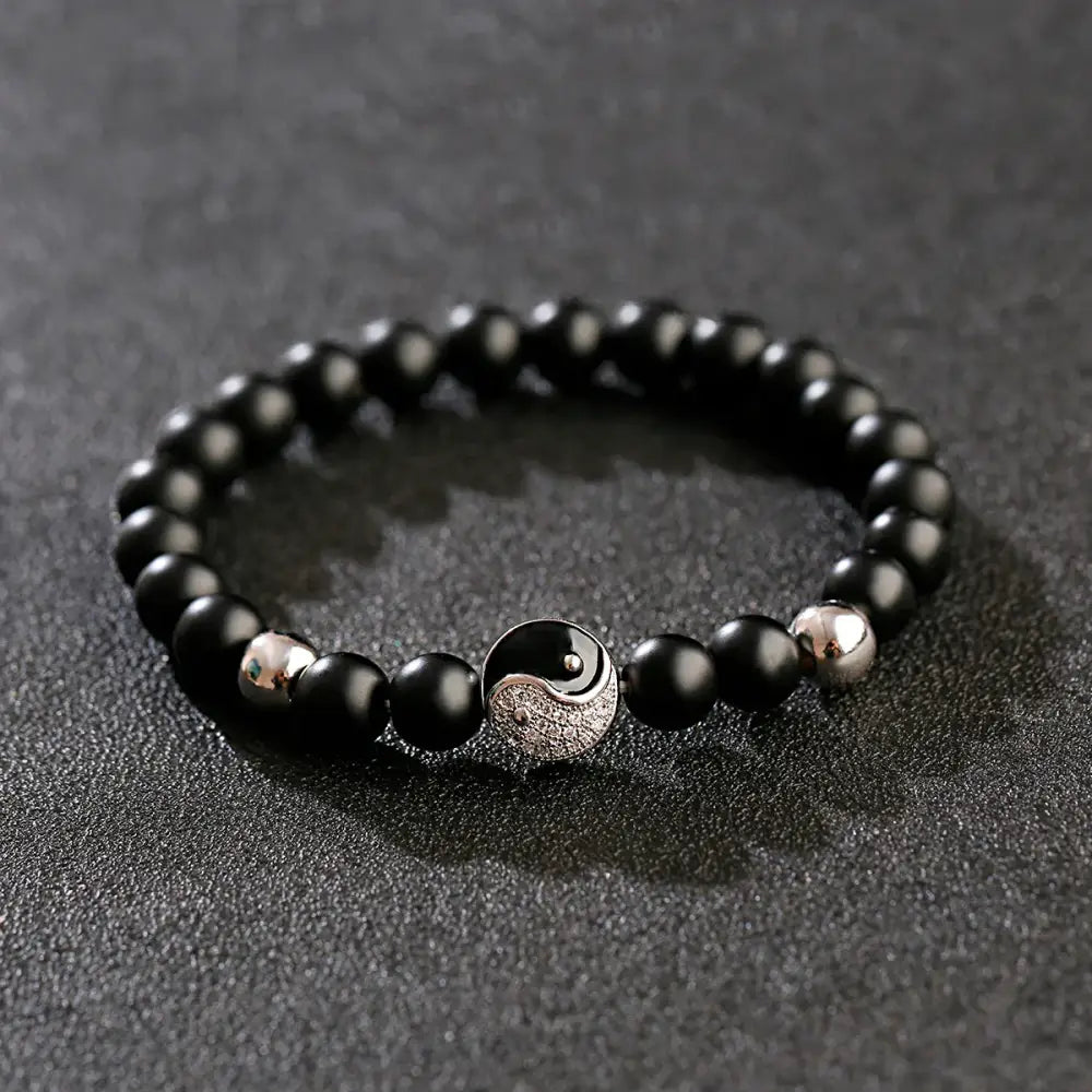 Bracelet Yin-Yang: Luxe Spirituel (Pierres Naturelles)