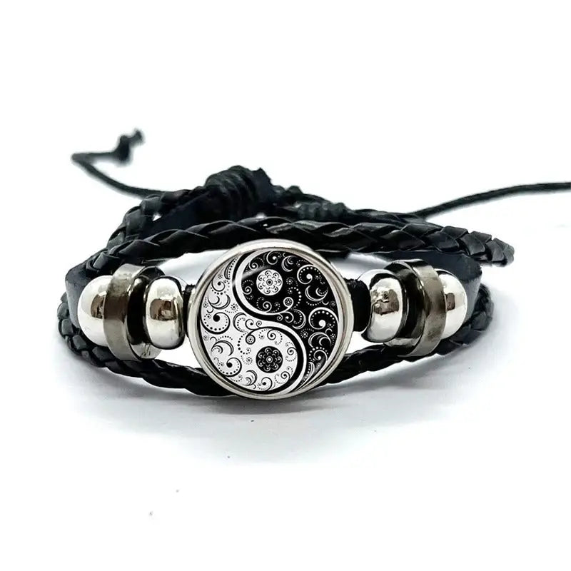 Bracelet Yin-Yang: Multiplicité Spirituelle (Cuir