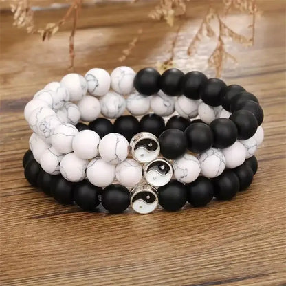 Bracelet Yin-Yang: Perles d’Équilibre (Pierres Naturelles)