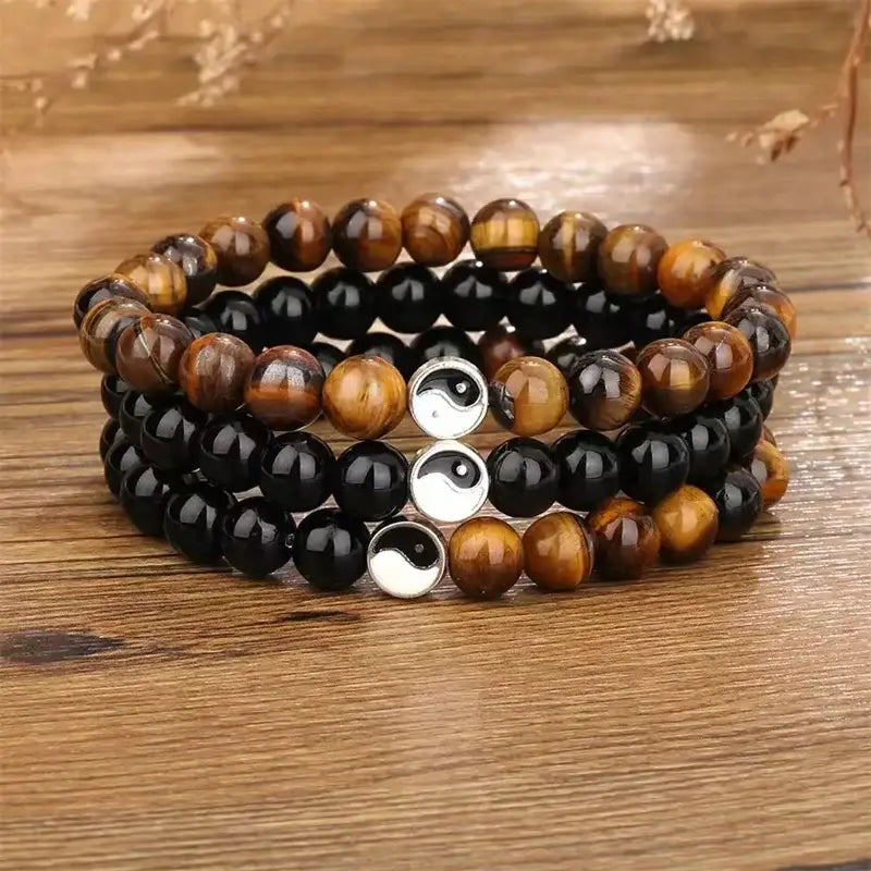 Bracelet Yin-Yang: Perles d’Équilibre (Pierres Naturelles)