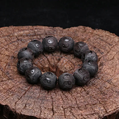 Bracelet Yin-Yang: Puissance Ancestrale (Bois Naturel)