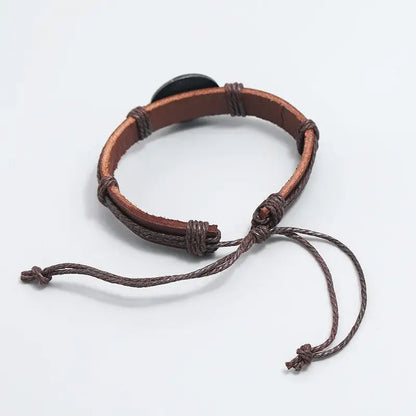 Bracelet Yin-Yang: Puissance Équilibrée (Cuir Véritable)