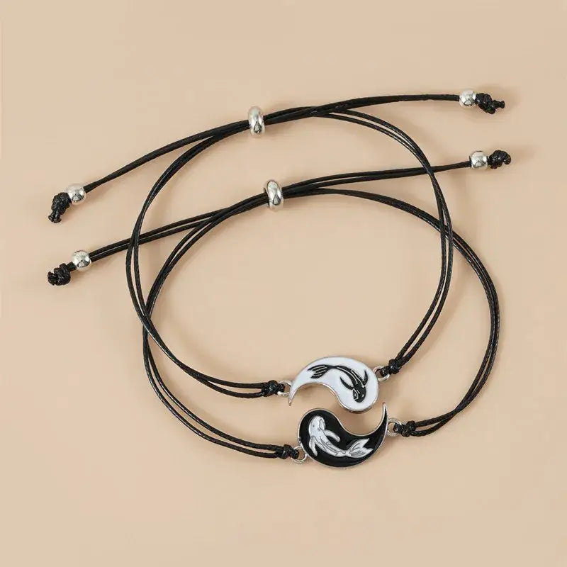 Bracelets Yin-Yang (x2): Amitié Infinie (Corde Tressée)