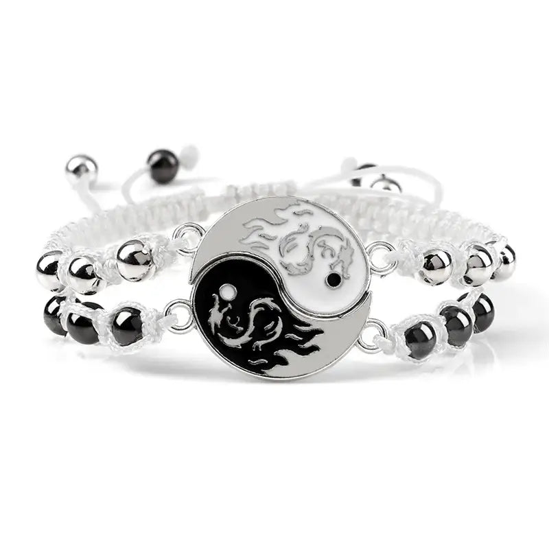 Bracelets Yin-Yang (x2): Dragons de Feu Énergétiques