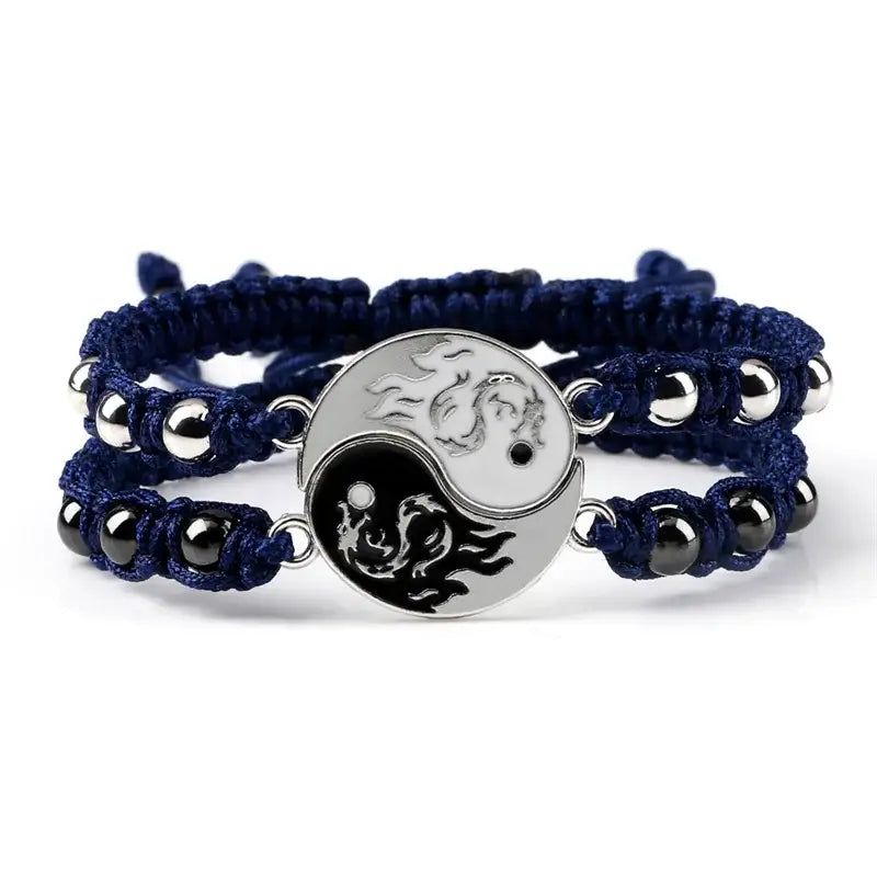 Bracelets Yin-Yang (x2): Dragons de Feu Énergétiques