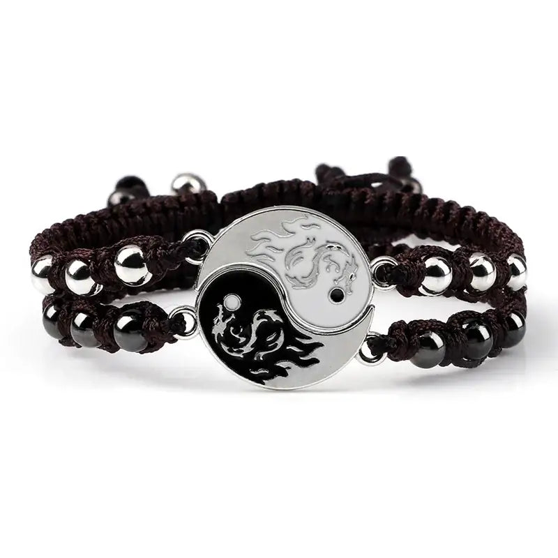 Bracelets Yin-Yang (x2): Dragons de Feu Énergétiques