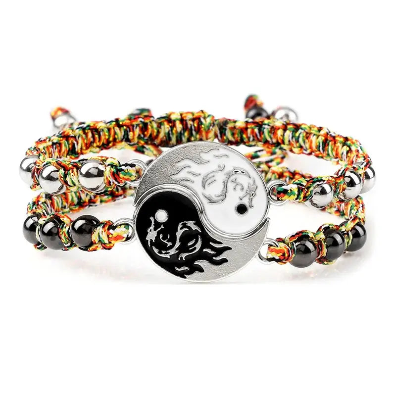 Bracelets Yin-Yang (x2): Dragons de Feu Énergétiques