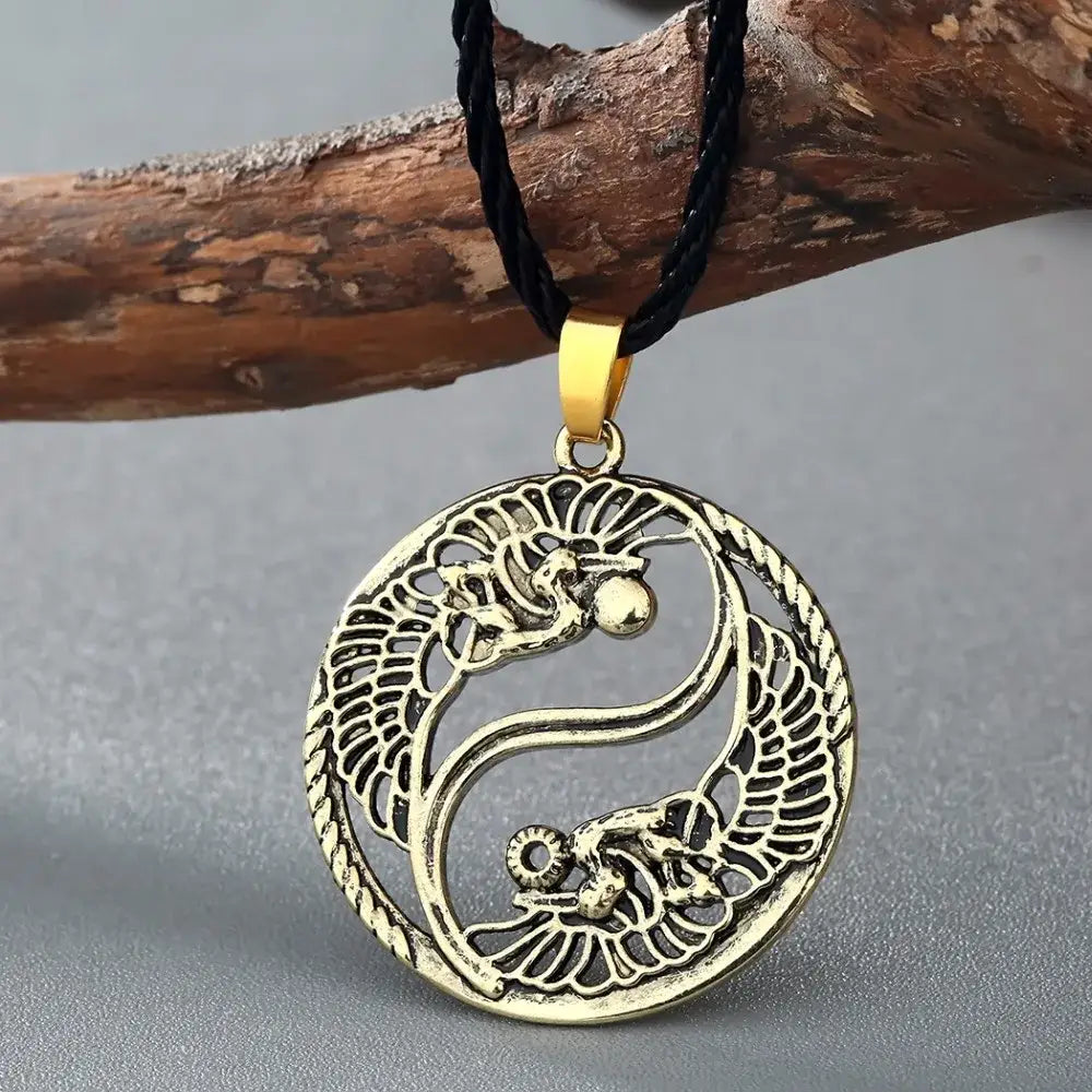 Collier et pendentif Yin-Yang: Dragons d’Éternité (Acier)