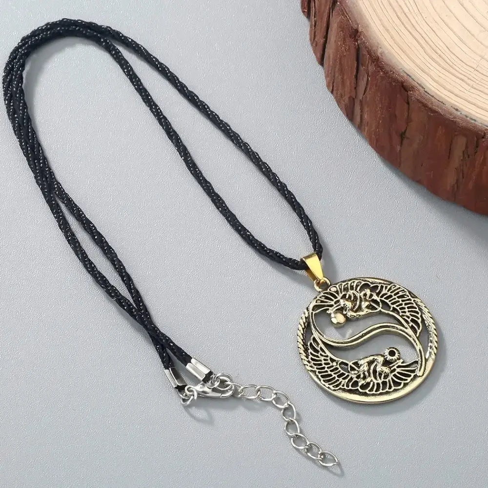 Collier et pendentif Yin-Yang: Dragons d’Éternité (Acier)