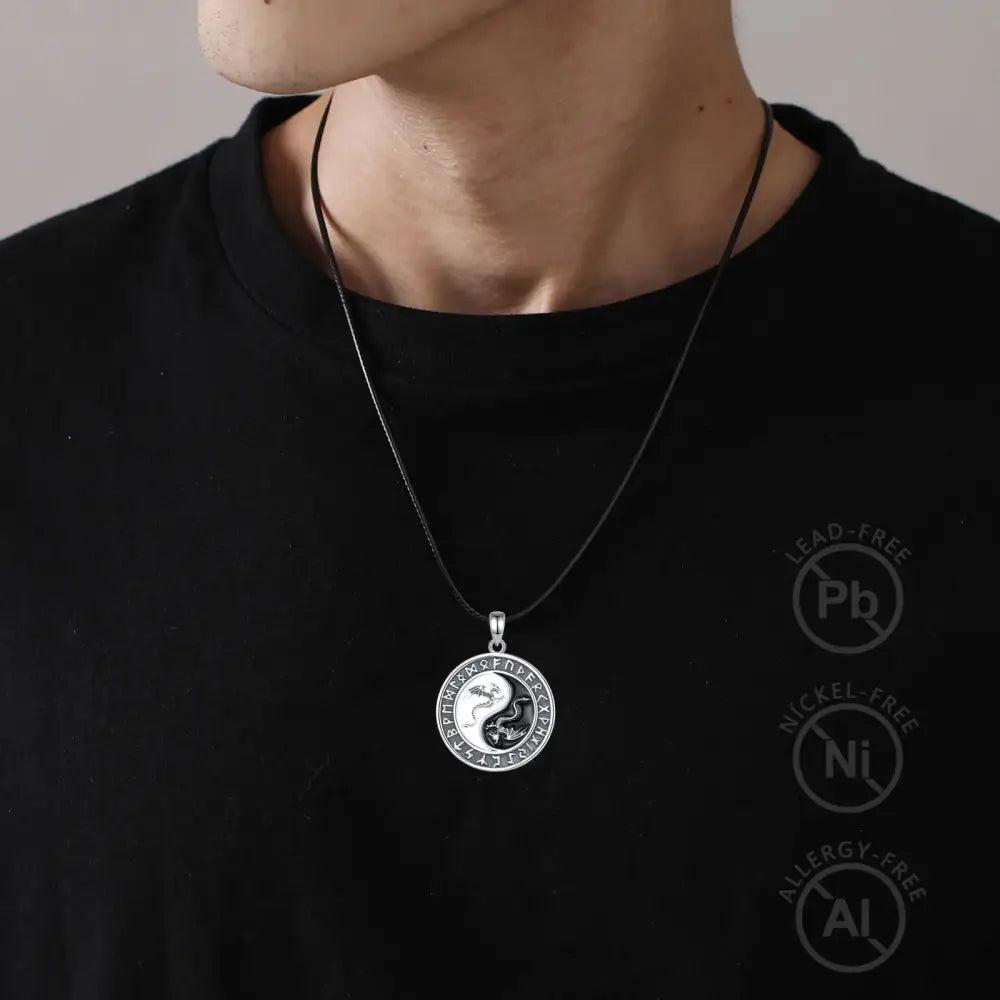 Collier et pendentif Yin-Yang: Dragons Éternels (Argent)