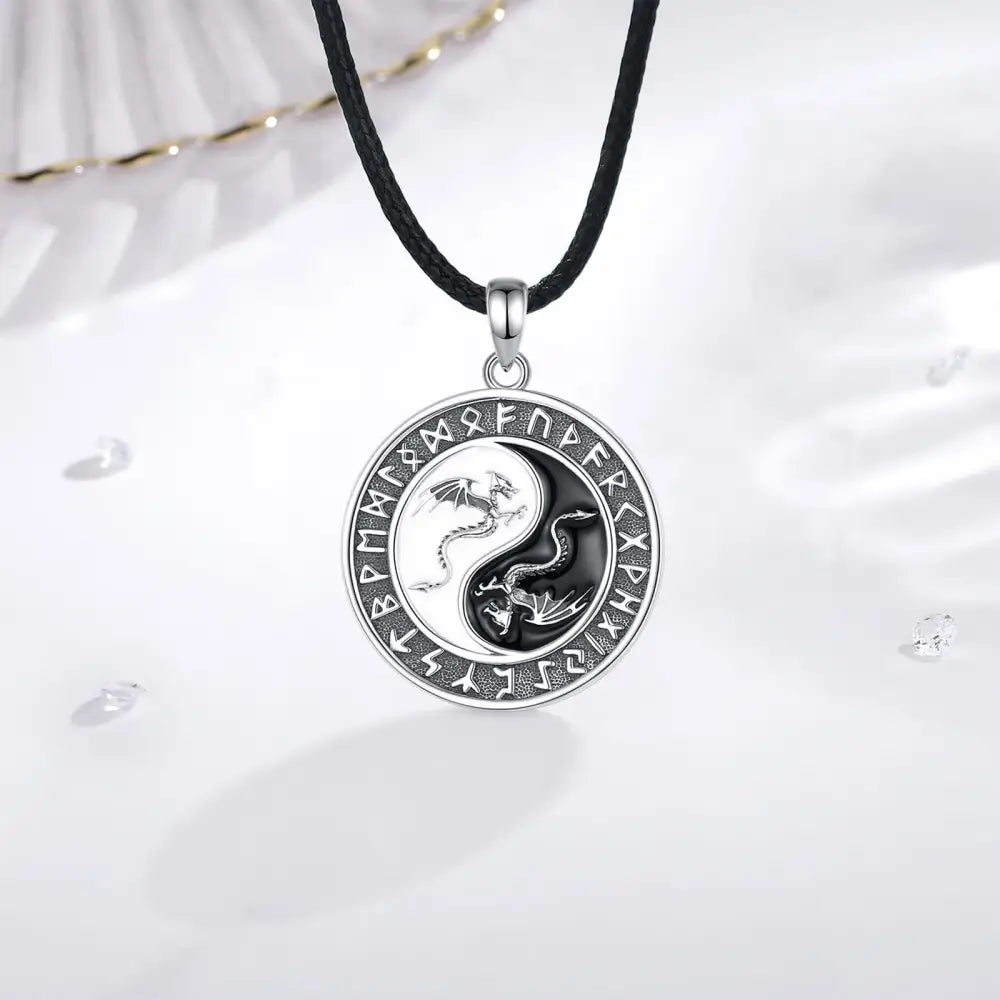 Collier et pendentif Yin-Yang: Dragons Éternels (Argent)