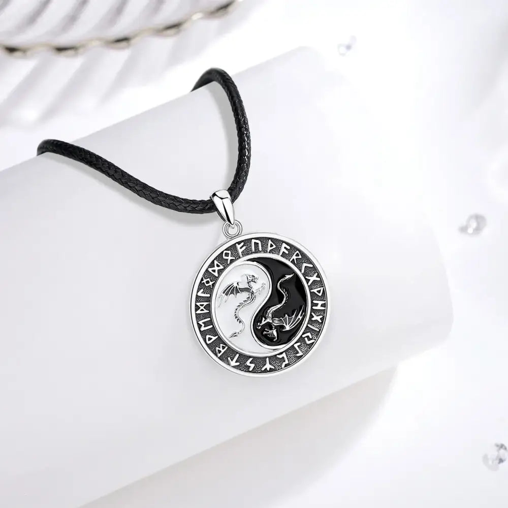 Collier et pendentif Yin-Yang: Dragons Éternels (Argent)